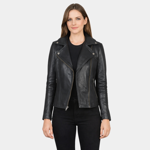 Flashback Black Leather Biker Jacket - Leather Clan