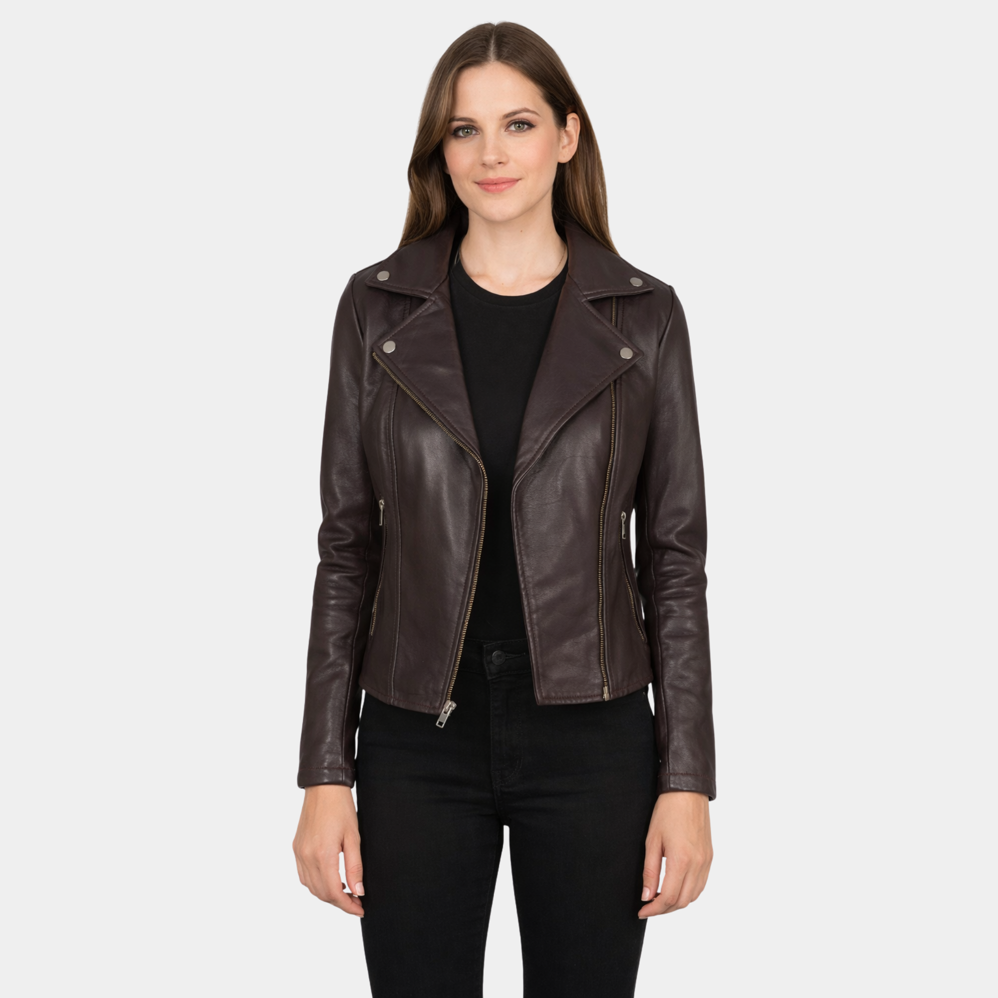 Flashback Maroon Leather Biker Jacket - Leather Clan