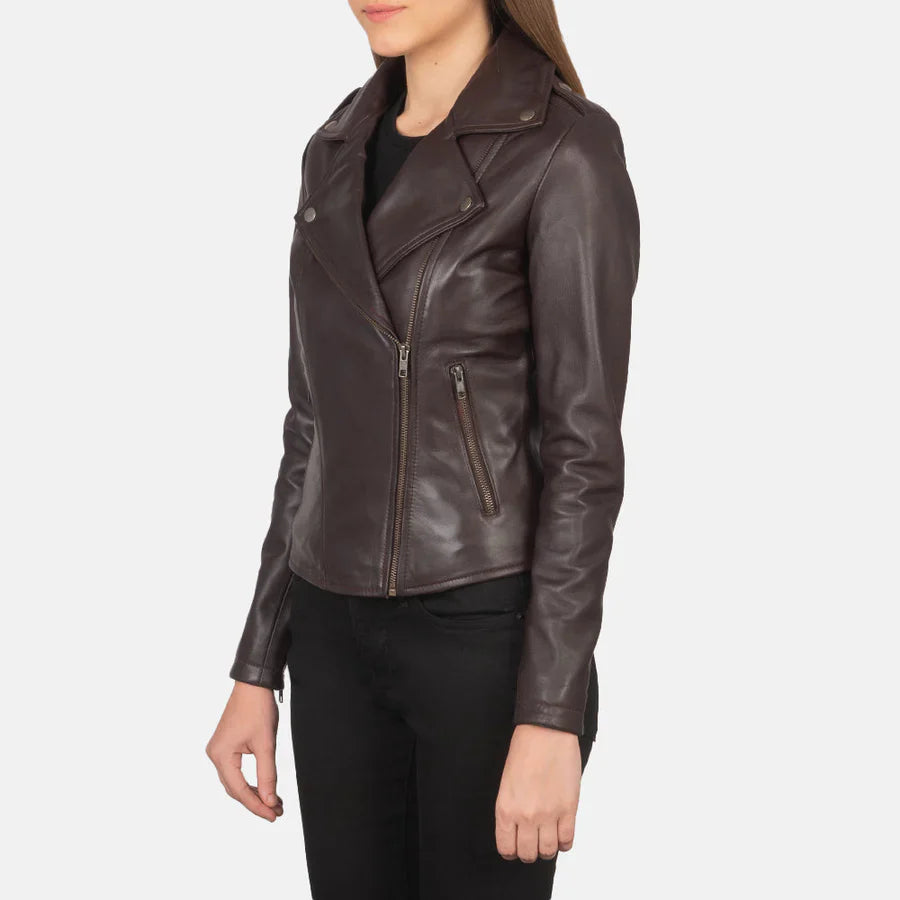 Flashback Maroon Leather Biker Jacket