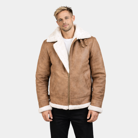 Francis Distressed Brown Leather Bomber Jacket