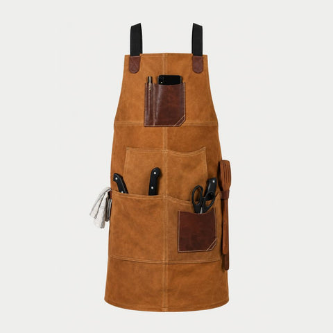 Caramel Brown Cooking Suede Leather Apron