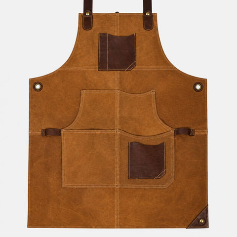 Caramel Brown Cooking Suede Leather Apron