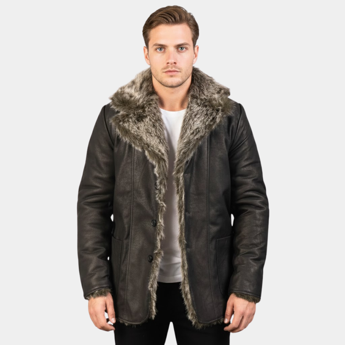 Furlong Black Leather Coat
