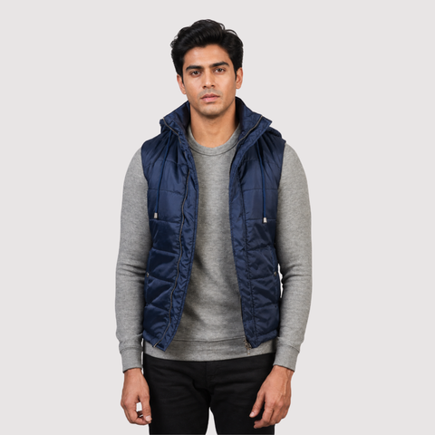 Men's Dalton Blue Hooded Puffer Vest