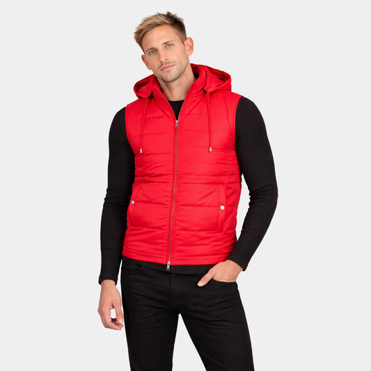 Fuston Red Hooded Puffer Vest