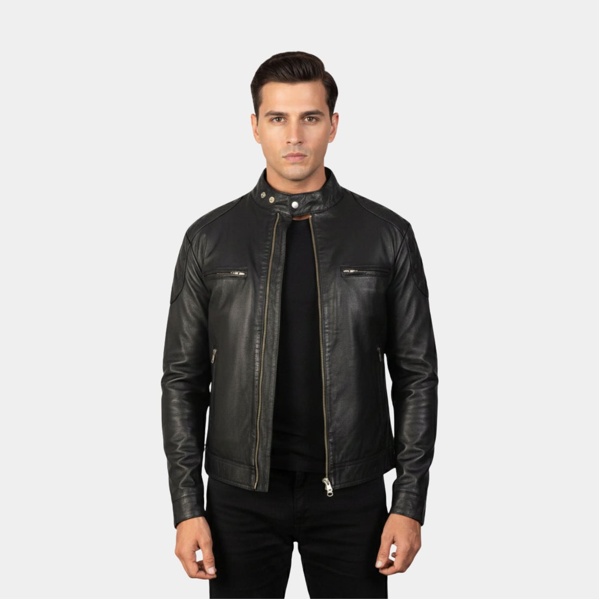 Gatsby Black Leather Biker Jacket