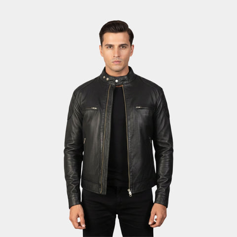 Gatsby Black Leather Biker Jacket