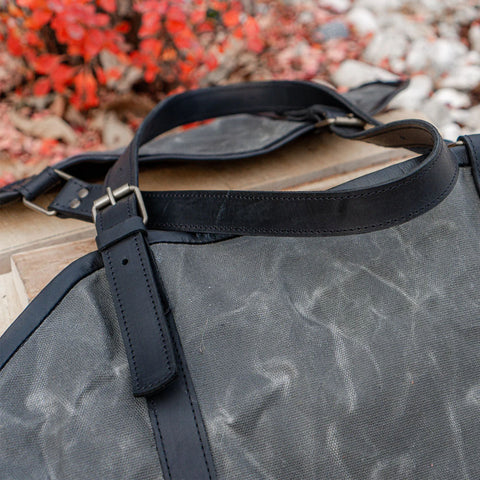 Greyish Wood Carrier With Black Strips