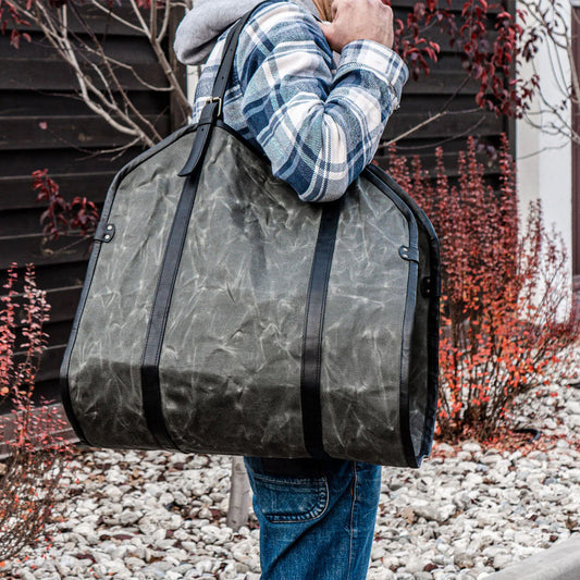 Greyish Wood Carrier With Black Strips