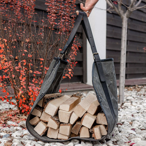 Greyish Wood Carrier With Black Strips