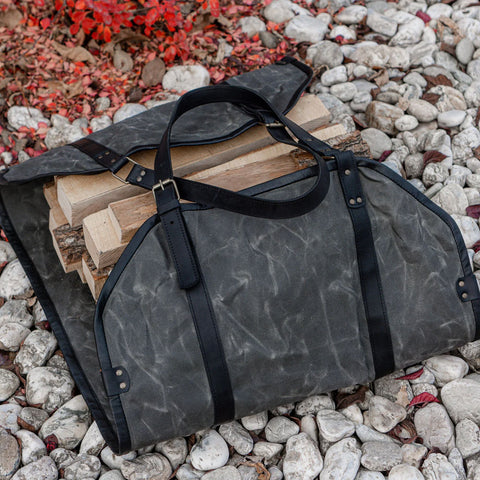 Greyish Wood Carrier With Black Strips