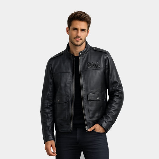 H-D Flex Layering System Captains Leather Jacket Outer Layer