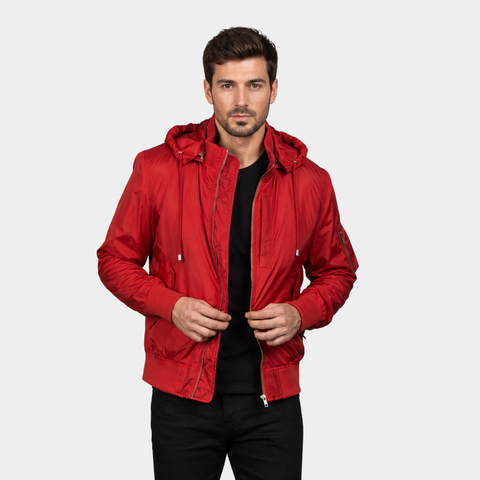 Hanklin Ma-1 Red Hooded Bomber Jacket