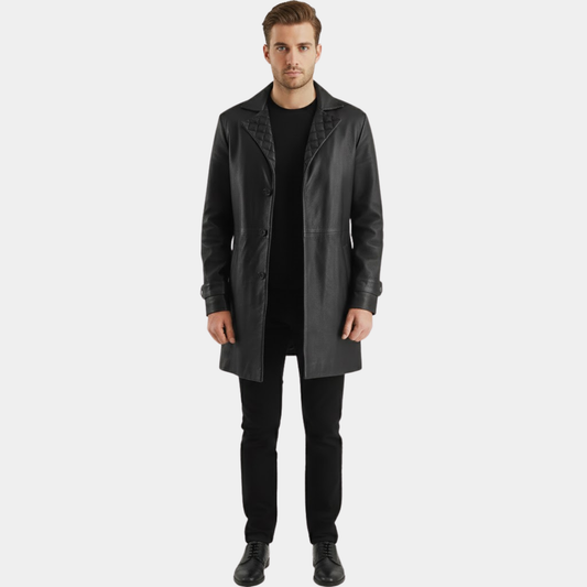 Infinity Black Leather Coat