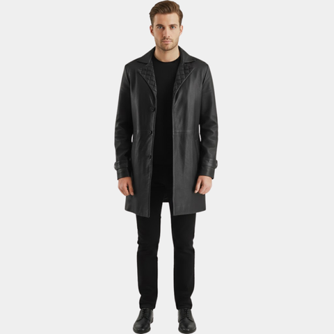 Infinity Black Leather Coat