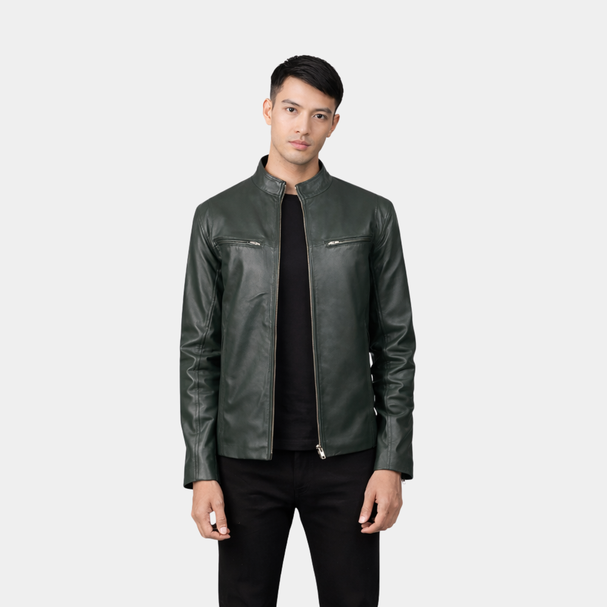 Ionic Green Leather Biker Jacket