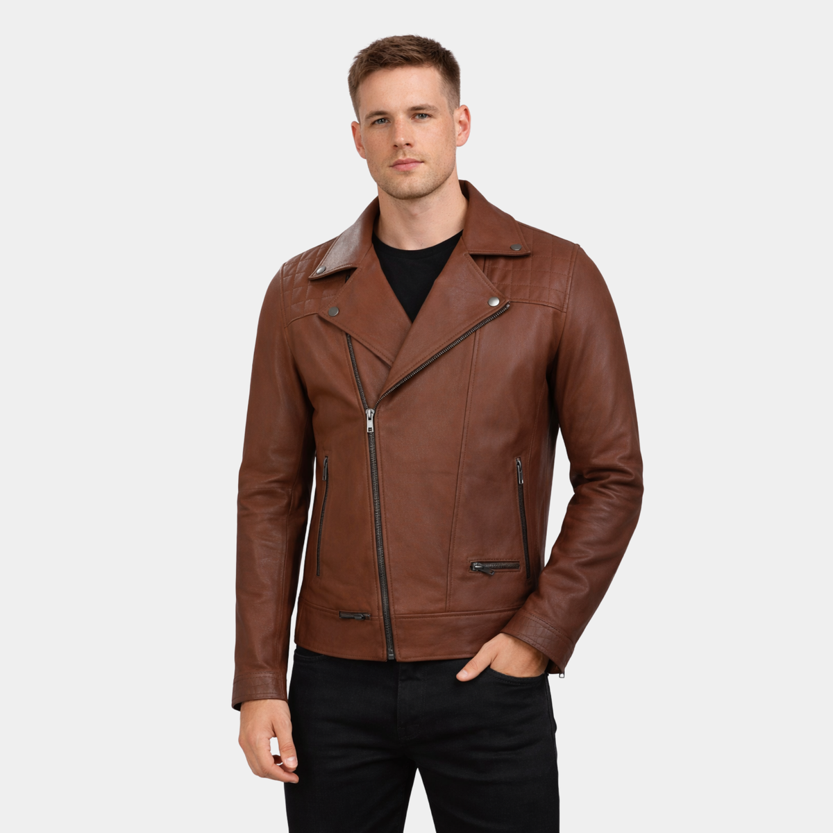 Ironwood Tan Biker Leather Jacket