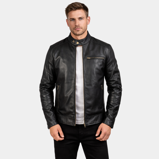 [LC] Dean Black Leather Biker Jacket