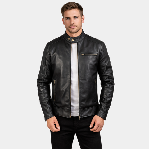 [LC] Dean Black Leather Biker Jacket