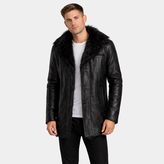 [LC] Furcliff Black Leather Coat