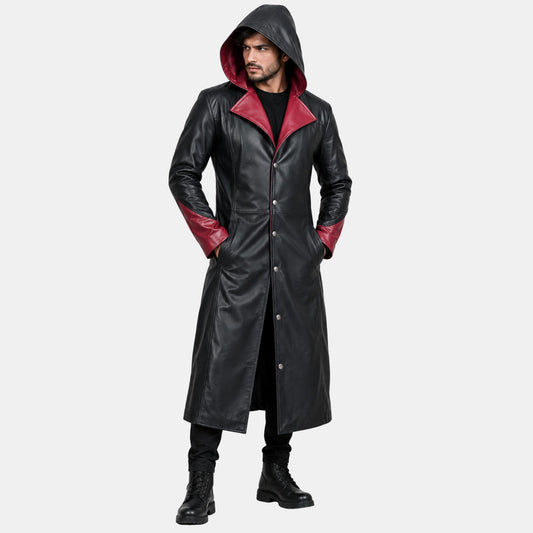 Leather Clan Men's Devil May Cry DMC 5 Dante Sheep Leather Coat (Long Coat)