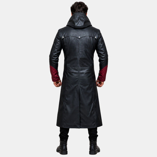 Leather Clan Men's Devil May Cry DMC 5 Dante Sheep Leather Coat (Long Coat)