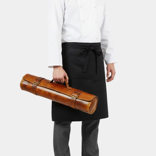 Leather Chef Knife Roll Chestnut 10 Slots