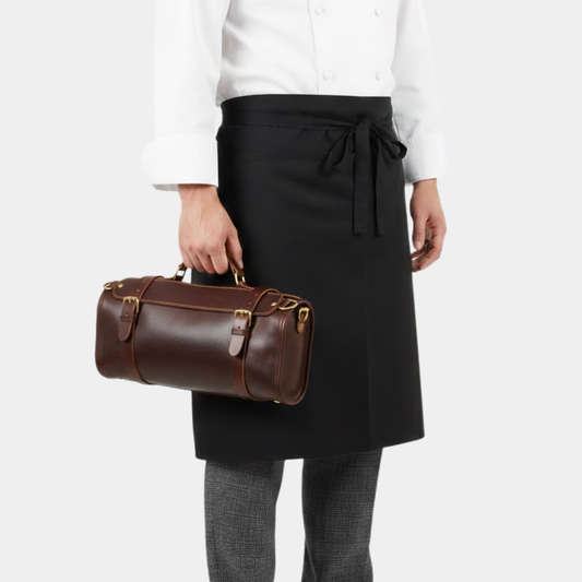 Leather Knife Roll Dark Brown