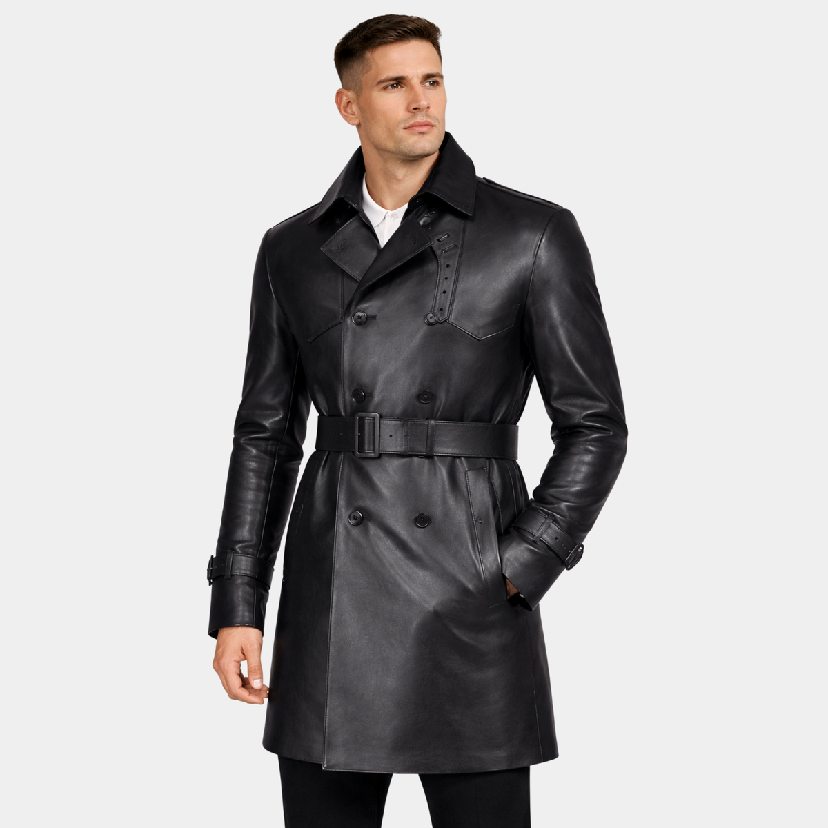 Leather Long Coat #204