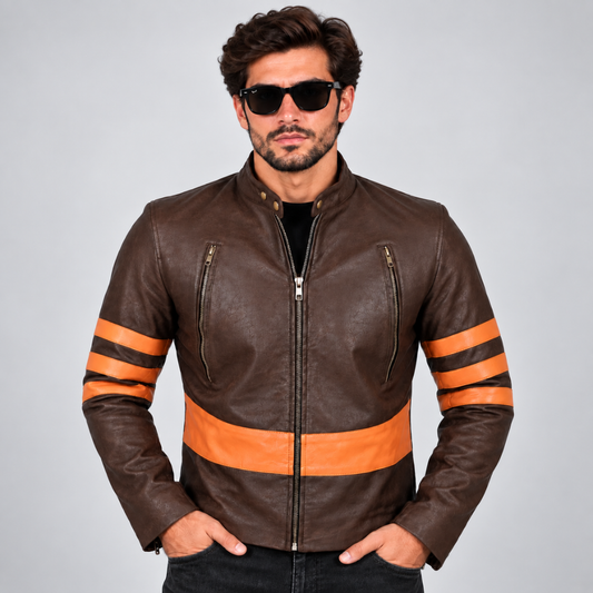 Leather Clan X-Men: Wolverine Logan Hugh Jackman Sheep Leather Jacket (Racer Jacket)