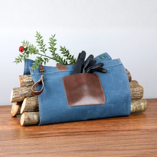 Leather and Waxed Canvas Firewood Carrier