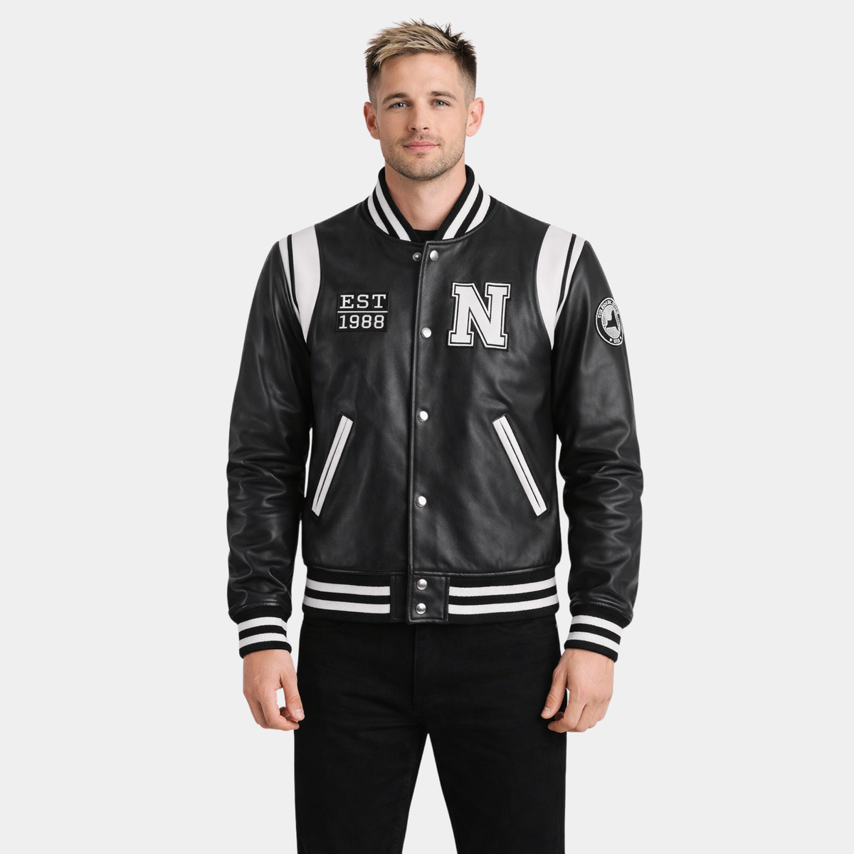 Liberte New York Black Leather Varsity Jacket - Leather Clan