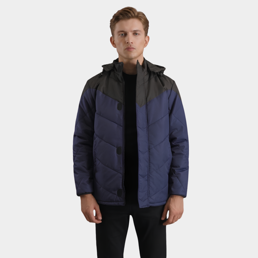 Luka Black & Blue Hooded Puffer Jacket