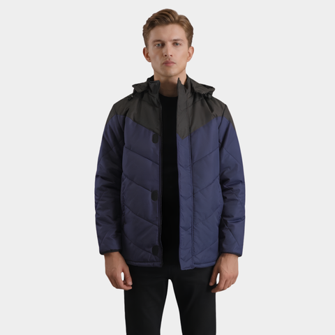 Men's Ranger Black & Blue Hooded Puffer Jacket