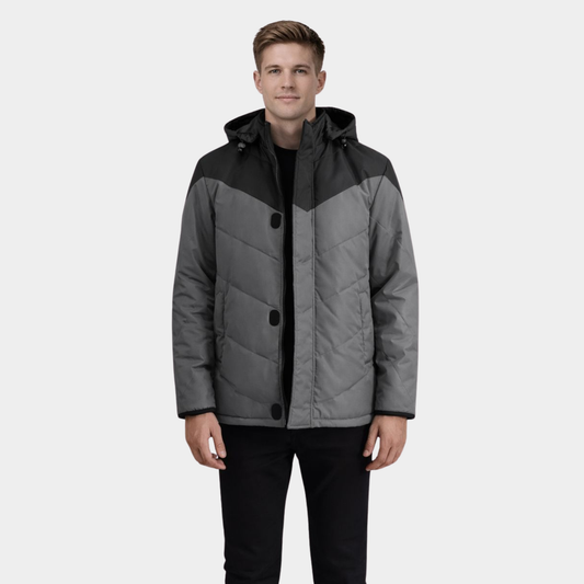 Luka Black & Grey Hooded Puffer Jacket
