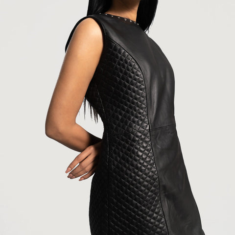 Luxe Black Leather Dress