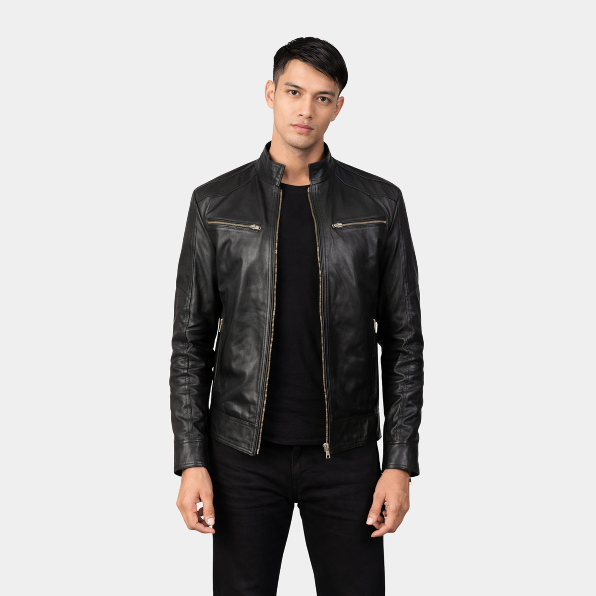 Mack Black Leather Biker Jacket