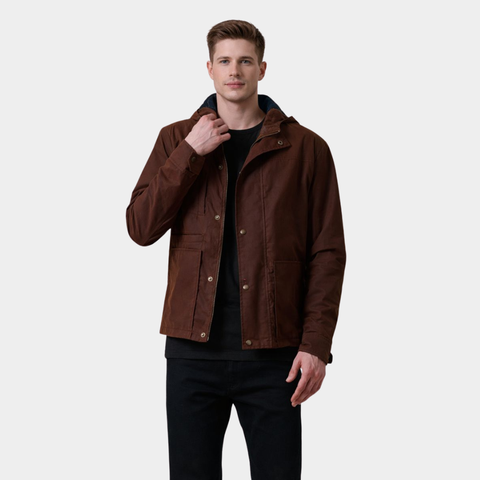 Marlo Brown Canvas Hooded Work Jacket