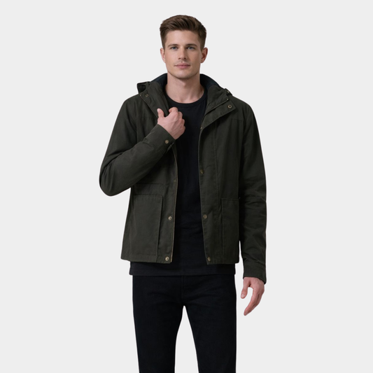 Marlo Olive Canvas Hooded Work Jacket