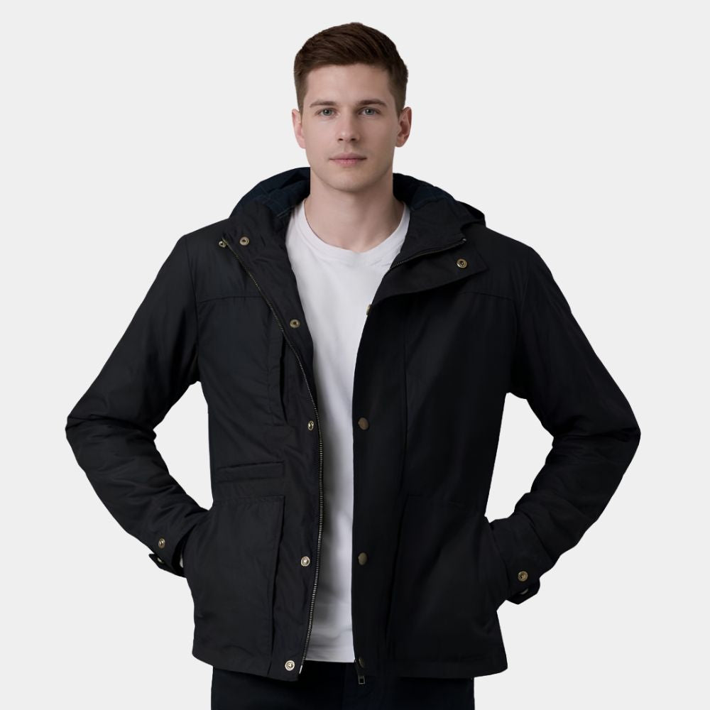 Marlo Black Canvas Hooded Work Jacket