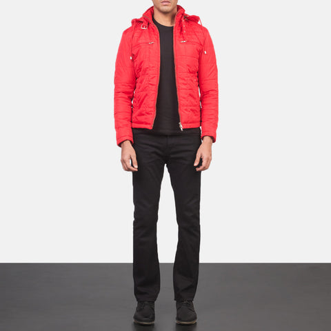 Alps Quilted Red Hooded Windbreaker Jacket