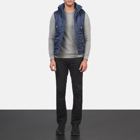 Men's Dalton Blue Hooded Puffer Vest
