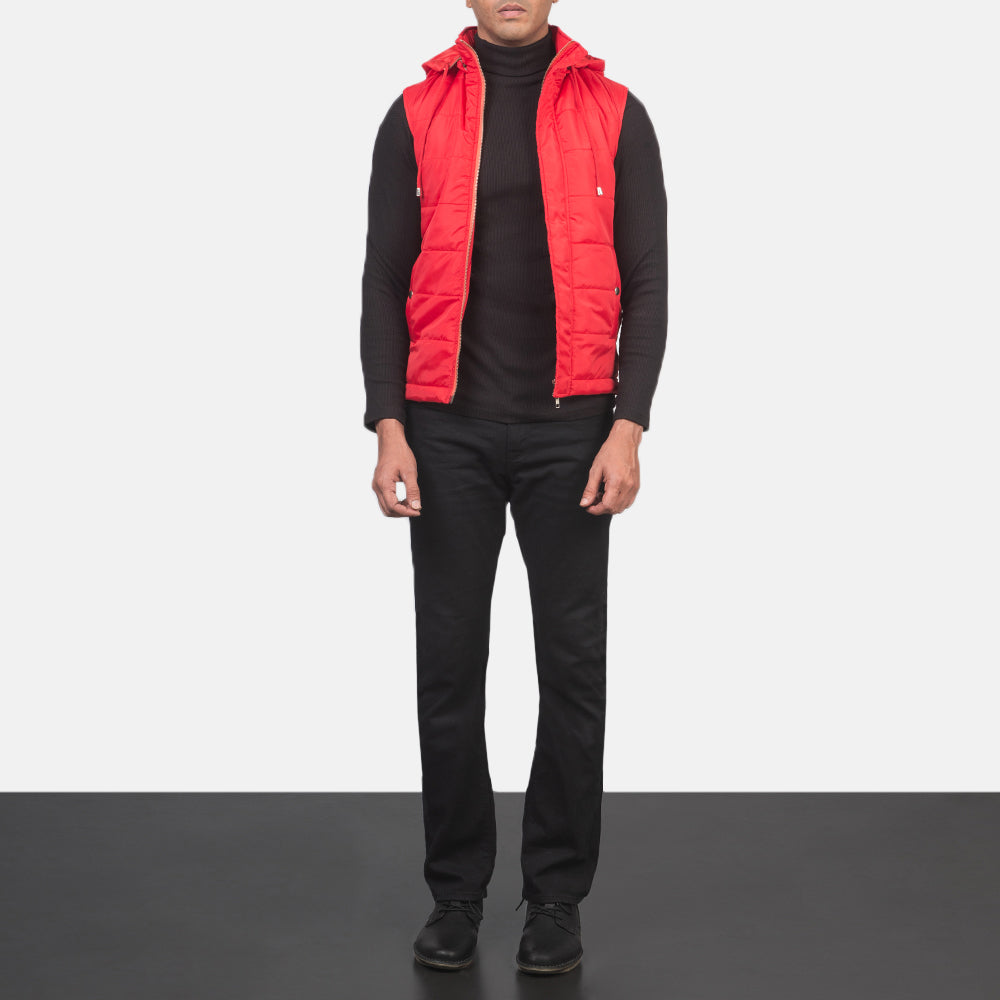 Fuston Red Hooded Puffer Vest