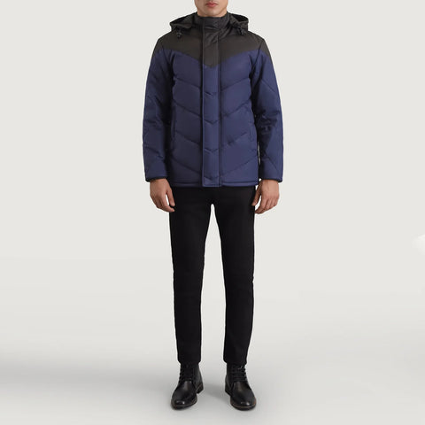 Men's Ranger Black & Blue Hooded Puffer Jacket