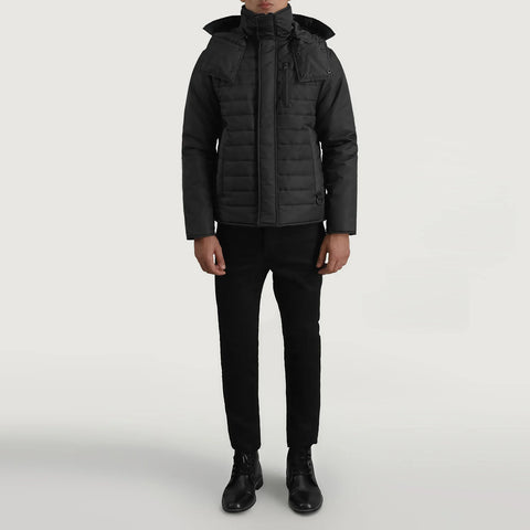 Men's Alpine Black Hooded Puffer Jacket