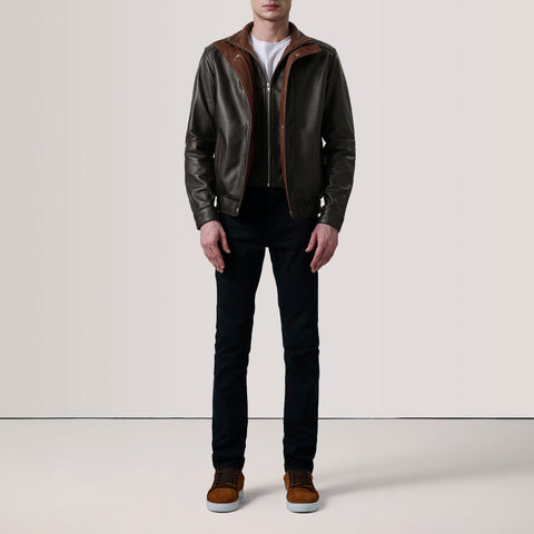 Alfred Brown Leather Bomber Jacket