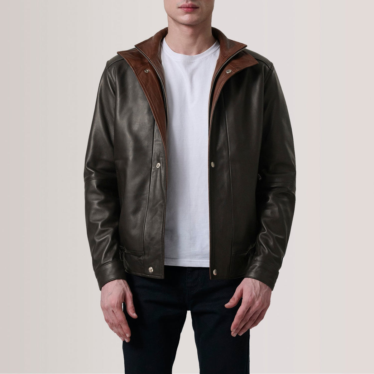 Alfred Brown Leather Bomber Jacket