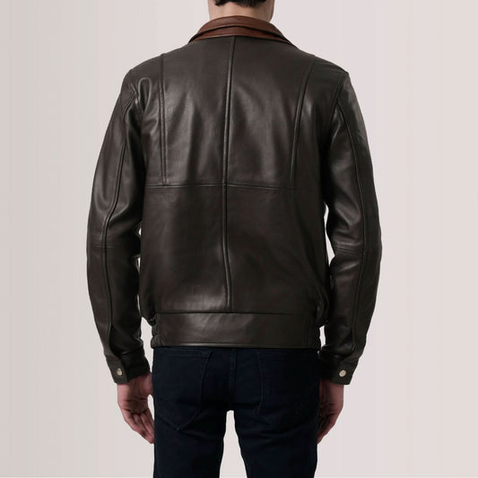 Alfred Brown Leather Bomber Jacket
