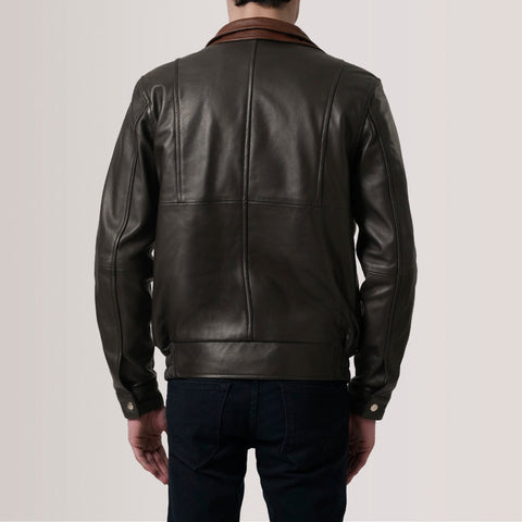 Alfred Brown Leather Bomber Jacket