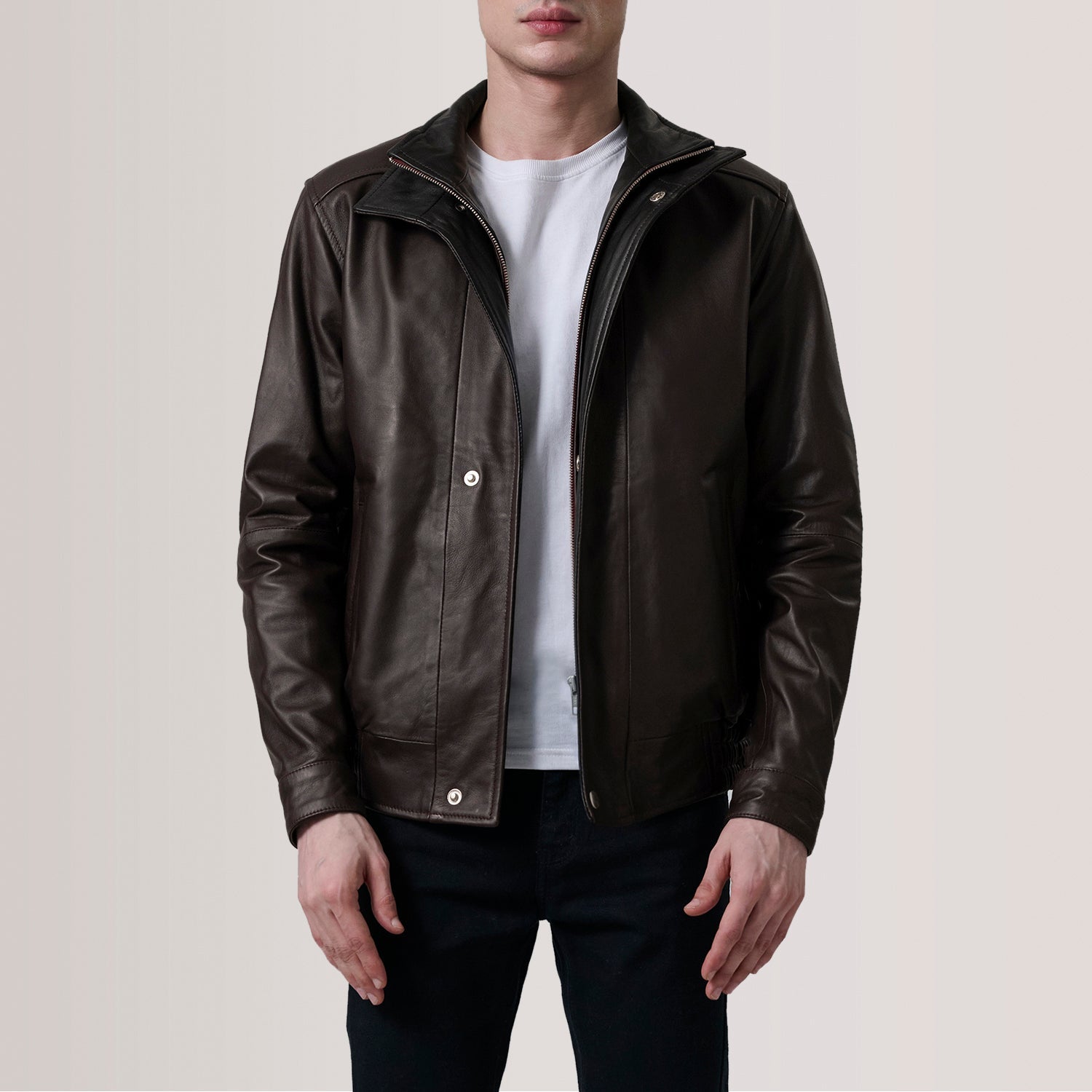 Alfred Maroon Leather Bomber Jacket